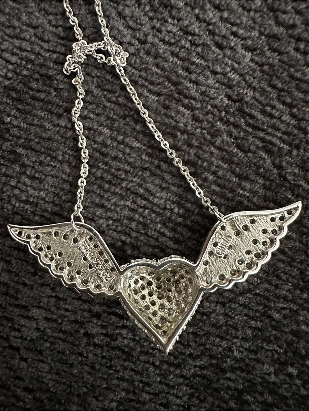 Sterling Silver Angel Wing Heart Necklace